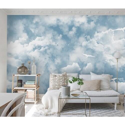 Beibehang Custom Modern minimalist blue sky white clouds mural wallpaper childrens room background photo wall paper home decor