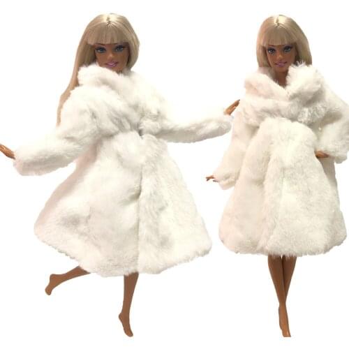NK One Pcs Doll Aristocratic Dress Noble white Wool Coat Handmade Top Fashion For Barbie Doll Accessories Toy Gift 004B