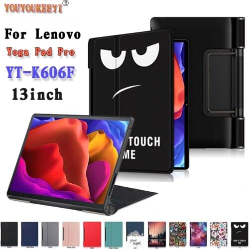 New Tablet Case For Lenovo Yoga Pad Pro YT-K606F 2021 13inch Ultra Silm Premium PU Leather Folio Smart Anti-Fall Cove+Gift
