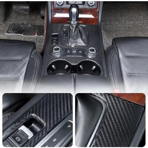 Real Carbon Fiber Material Center Console Gear Shift Panel Cover Trim for Volkswagen Touareg 2011-2018 LHD Vehicles Accessories