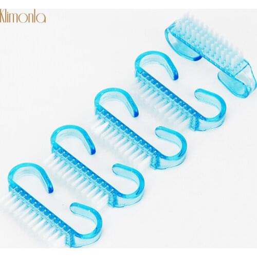 Wholesale 50Pcs Plastic Brush For Cleaning Fingernail Manicure Beauty Tools Portable Clear Nail Art Dust Cleaner Light Blue