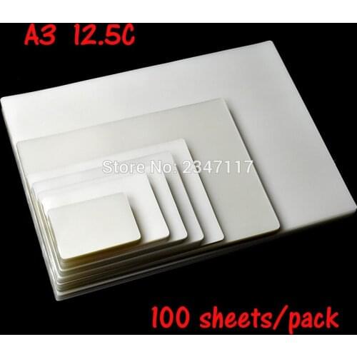1Pack A3 420x305mm 125 Mic Film for Laminator PET Material Fillet Side Design Waterproof/Moistureproof/Fade-proof 100 Sheets