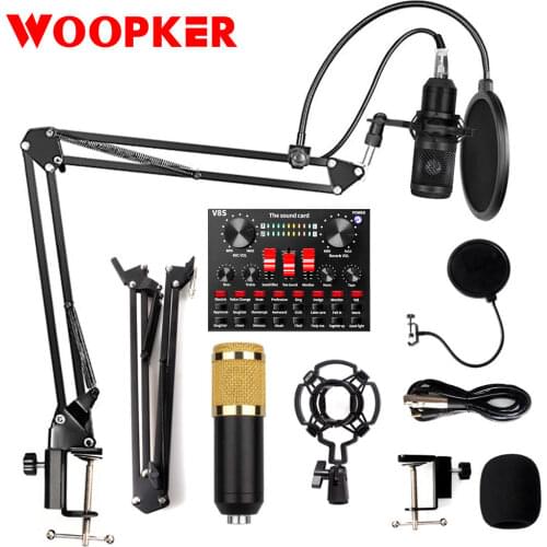 Wired Microphone BM 800 Mic stand Studio condenser Microphone With Filter V8 Sound Card Vocal Recording KTV Karaoke Microphone