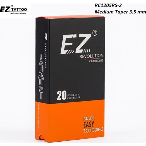 RC1205RS-2 EZ Revolution Cartridge Tattoo Needles Round Shader Needles #12 (0.35 mm) Medium Taper 3.5 mm for Cartridge Systems