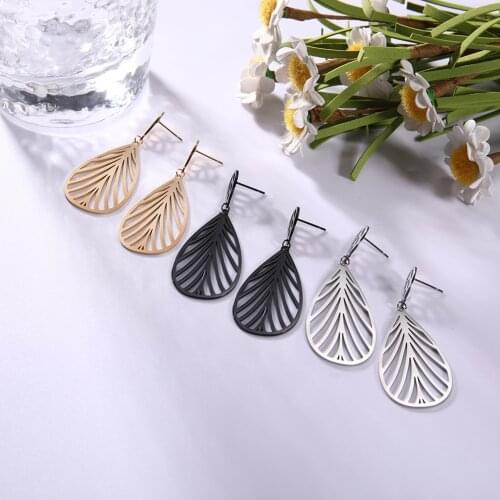 Sipuris Stainless Steel Earrings For Women Geometric Leaf Drop Earrings Personalized Design Accessories Jewelry Gifts серьги