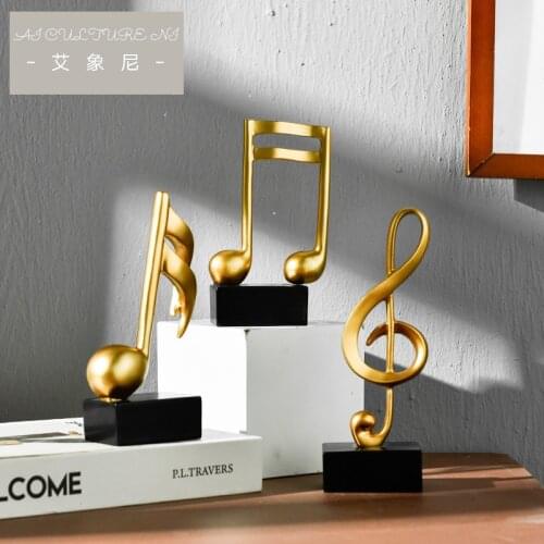 Home decor accessories figurine decorative art statuette Golden musical note Handicraft Living Room Wine Cabinet Desk Ornaments