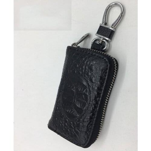 Universal multifunctional car key bag crocodile pattern key chain shielding bag mens clutch bag woven zipper leather bag