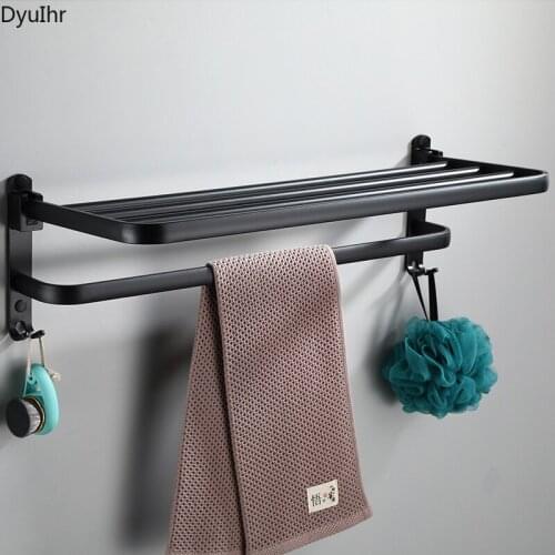 Modern minimalist style black towel rack space aluminum shelf bathroom towel rack 39/49cm hotel bathroom accessories set DyuIhr