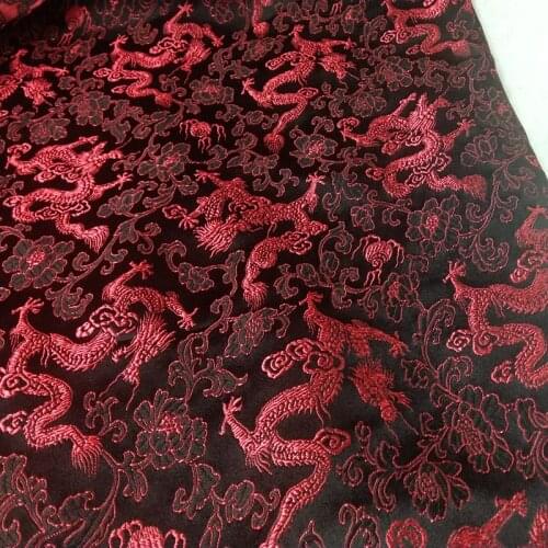 ViaPhil Brand Tranditonal Black Red Dragon Brocade Fabric Jacquard Apparel 50x72cm Cloth Dress Upholstery Furnishing Materil