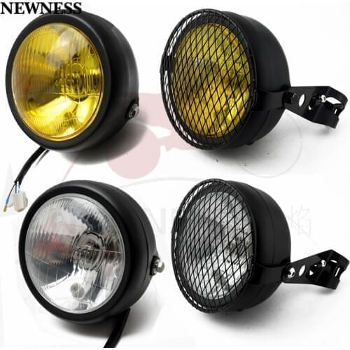 Motos Accessories 6.5" headlight motorcycle Grill Vintage Motorcycle Side Mount Bracket Headlight For Honda Cafe Racer Bobber