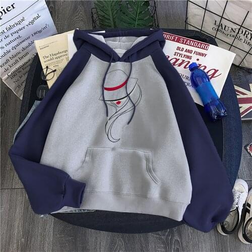 Mysterious Lipstick Beauty Printed Women Hoodies Vintage Raglan Pocket Sweatshirt Harajuku Fleece Casual Hoody Loose Clothing