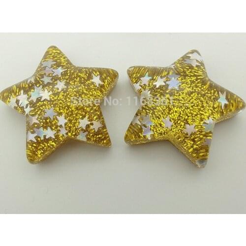 1pcs/lot resin flat back yellow color pentagram star 33mm Scrapbook Embellishment DIY Phone Decoration C402-4