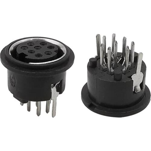 10Pcs Mini 8 Pin PS2 DIN Female Socket Connector Plastic Straight Needle 8P PS2 Jack Circular DIN Terminal Chassis