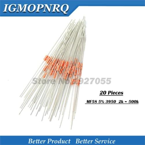 20pcs thermistor Resistor MF58 5% B value: 3950 2K 5K 10K 20K 50K 100K 200K 500K ohm 5% MF58-2K MF58-5K MF58-10K new