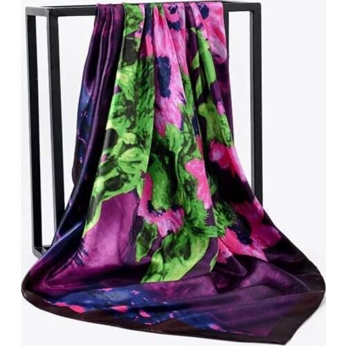2020 90*90cm Summer Women Silk Foulard Scarves Square Scarf Ladies Luxury Brand beach Shawl Bandanna Large Hijab muffler female