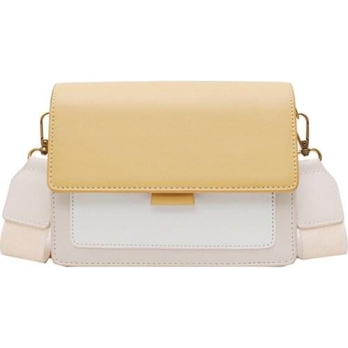 2021 Travel Handbag Fashion Simple Shoulder Messenger Bag Ladies Mini Flap Bag Contrast Color Leather Crossbody Bags for Women