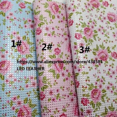 3PCS 21x29cm Embossed Silver Dots Leather Printed Rose Synthetic Leather Artificial Leather for DIY accessories 2S08A