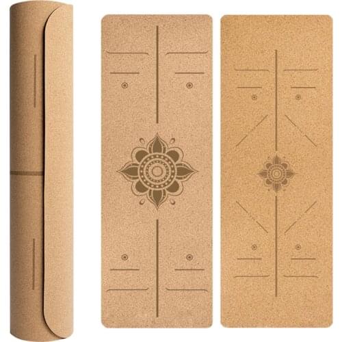 4mm Natural Cork TPE Yoga Mat Gym Sports Mats Pilates Slim Aerobic Exercise Pads Non-slip mats 183X61cm Absorb Sweat Odorless