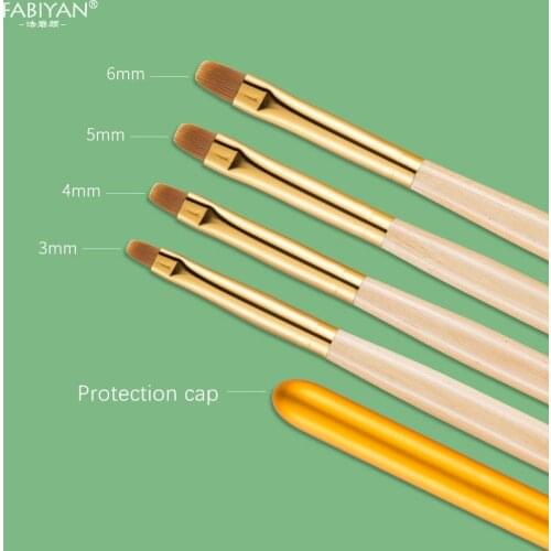4Pcs/set Nail Art Pen Brush Manicure UV Gel Extension Tool Nail Polish Painting Drawing Wooden Handle