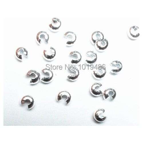 Free shipping 4mm 1000pcs/lot Jewellery Findings Silver Crimp Bead Covers for Chunky Jewelry Making