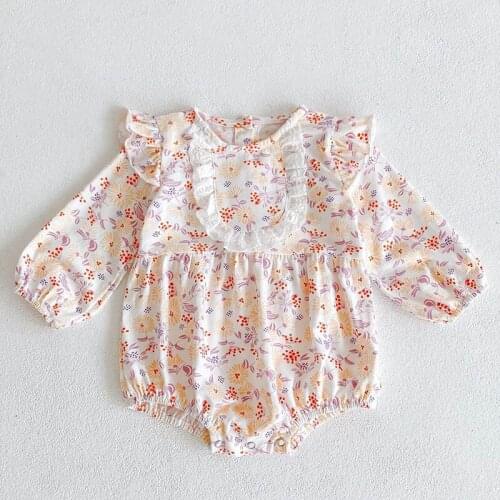 Toddler Baby Girl Romper Flower Printing Cotton Long Sleeve Spring Autumn Baby Girls Clothes Infant Baby Girls Jumpsuit