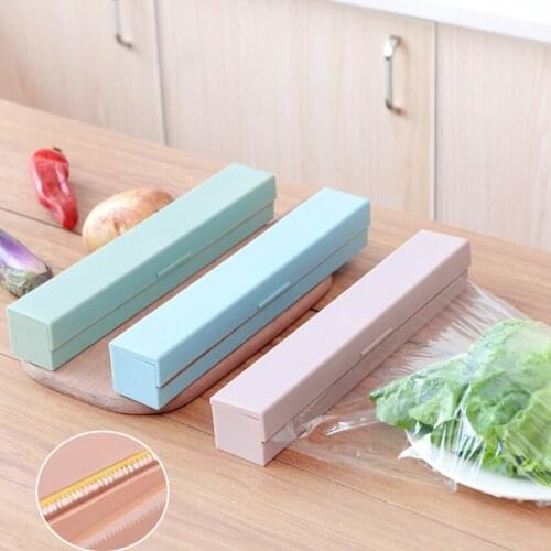 Kitchen Creative Tool Plastic Food Wrap Cling Film Dispenser Aluminum Foil Wax Paper Cutter Cutting Box 3 Colors