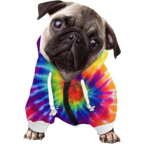 Tie Dye Design Dog Hoodie Solid Puppy Dog Coat Winter Warm Clothing for Large Dogs French Bulldog Pitbull Ropa Perro