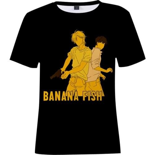 Banana Fish T Shirt Anime Printed Woman Tee Top 2021 Summer Tee Shirt Fashion Harajuku Men T-shirts Hip Hop Loose Kids Tops