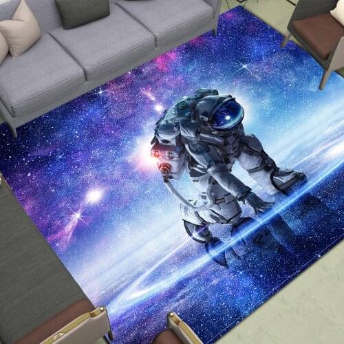 Galaxy Astronaut Alien Area Rugs Outer Space Moon Mat Large Home Living Room Bedroom Carpet Decor Doormat Full Moon Evil Dragon