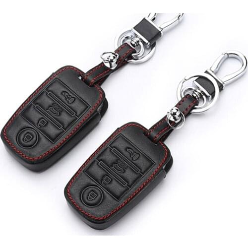 Leather Flip key Cover Cases For Kia K2 K5 Sportage Flip Key Hyundai Elantra I30 IX35 Folding Key 3 Buttons