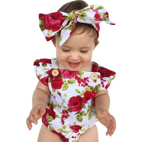 Summer Baby Girl Clothes Sleeveless Infant Bodysuit Floral Newborn Children Bodysuit+Scarf 2 Piece 0-12 Months Toddler Clothing