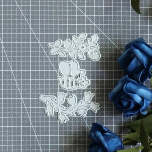 Metal Cutting Dies Flower Branch Bee Stencils for DIY Scrapbooking Card Making Photo Album Craft Decoration