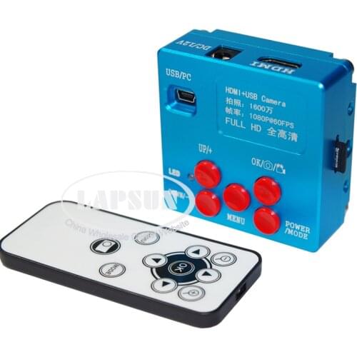 2018 Latest 16MP Full HD 1080P 60FPS HDMI USB HD Output Industry C-Mount Microscope Video Camera + Remote Control + 4GB TF Card