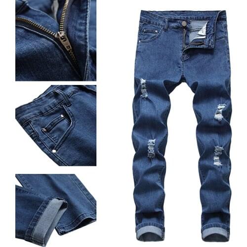 Youth Korean version of the trend of all-match slim trousers jeans mens feet summer tide brand leisure