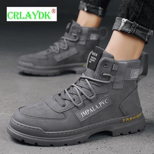 CRLAYDK Mens Shoes Boots Pure Colour Leather Men Shoes Summer Leisure Motorcycle High Top Snow Platform Botas De Mujer