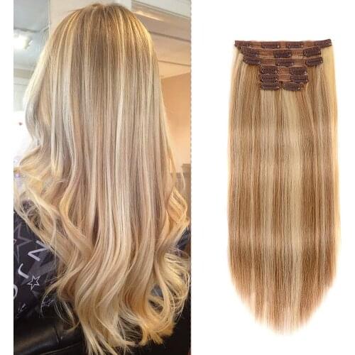 Clip In Human Hair Extensions 10pcs/set Remy Hair Double Weft Ultra Volume Extra Thickness Full Head Set For Women