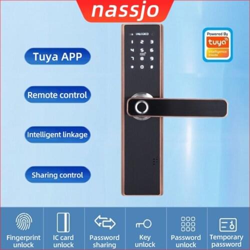 Nassjo Tuya Biometric Fingerprint Lock Security Intelligent Smart Lock With WiFi APP Password RFID Door Lock Electronic Hotels