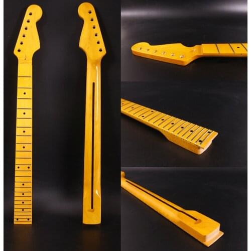 New Guitar Neck 24Fret 25.5inch MAPLE Fretboard Dot inlay Glossy Yellow
