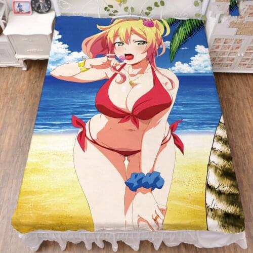 Anime My First Girlfriend Is a Gal character sexy girl Yame Yukana bed milk fiber sheet & flannel blanket summer quilt 150x200cm