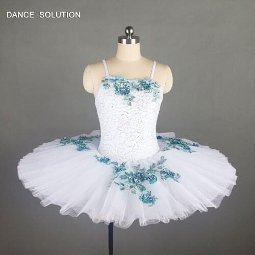 Pre-Professional White Pancake Tutu Stiff Tulle Ballerina Dance Dress for Girls Performance Costume BLL011