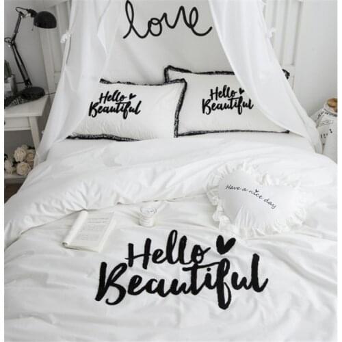 Luxurious Egyptian Cotton Set Simple White gray powder white quilt cover, pillowcase large extra large