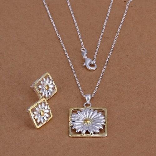 S127 Wholesale, free shipping jewelry set, fashion jewelry set Chrysanthemum Two-Piece Jewelry Set