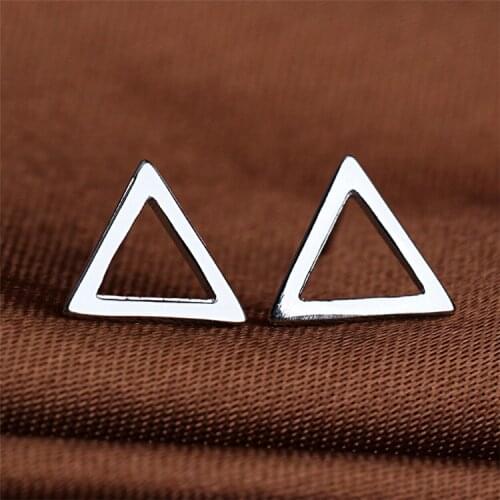 Pure 925 Sterling Silver Triangle Shape Stud Earrings Birthday Gift Jewelry Accessories Earrings Valentine Lover Gift
