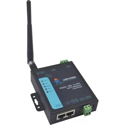 Serial RS232 RS485 to WiFi Ethernet Converter Device Server Module Supports Modbus RTU to TCP with 2 RJ45 Ethernet Port USR-W630