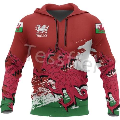 Tessffel Red Dragon Wales 3D Printed Mens Sweatshirt Zipper Hoodie Unisex Casual Jacket Autumn/Winter Dropshipping Style-12