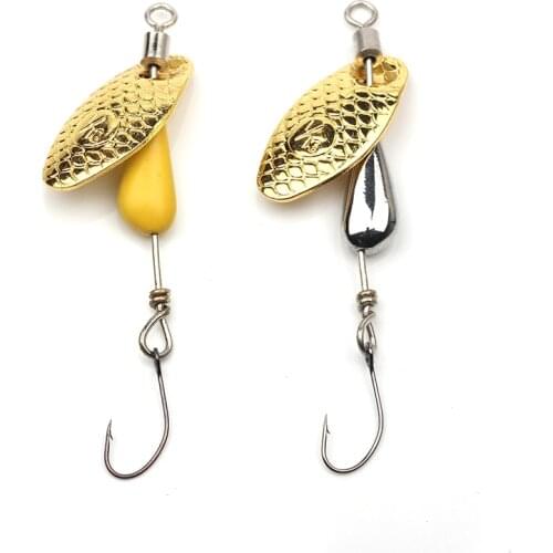 5.5cm/2.8g Rotating Spinner small Metal Lure Brass Hard Artificial Spoon Bait Copper Freshwater Creek Trout Fishing Tackle