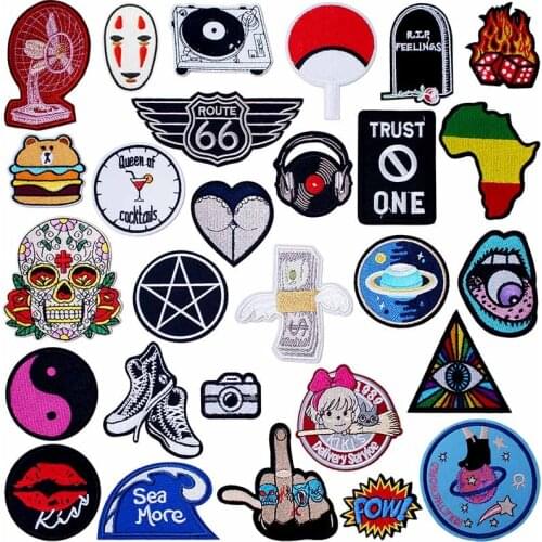 Star Fan Wing Sea Wave Fly Embroidered Iron on Patches for Clothing DIY Stripes Clothes Patchwork Sticker Custom Applique