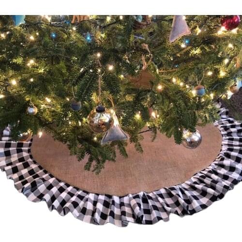 Merry Christmas Tree Skirt Pleated Plaid Christmas Tree Skirt Apron Christmas Holiday Party Decorations 2020 New Arrivals