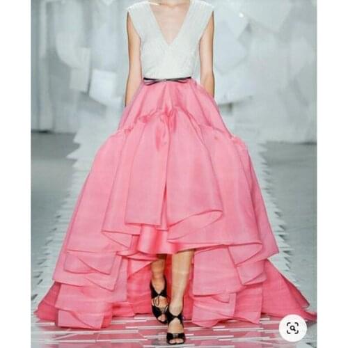 Trendy Asymmetrical Skirts Women Ruffles Long Gorgeous Adult Skirt Pink faldas jupe femme