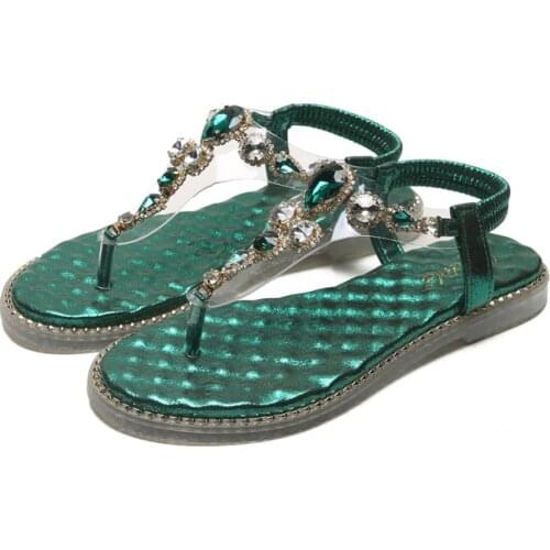 UMMEWALO Summer Sandals Women T-strap Flip Flops Thong Flat Sandals Flowers Sandal Shoes 200-002